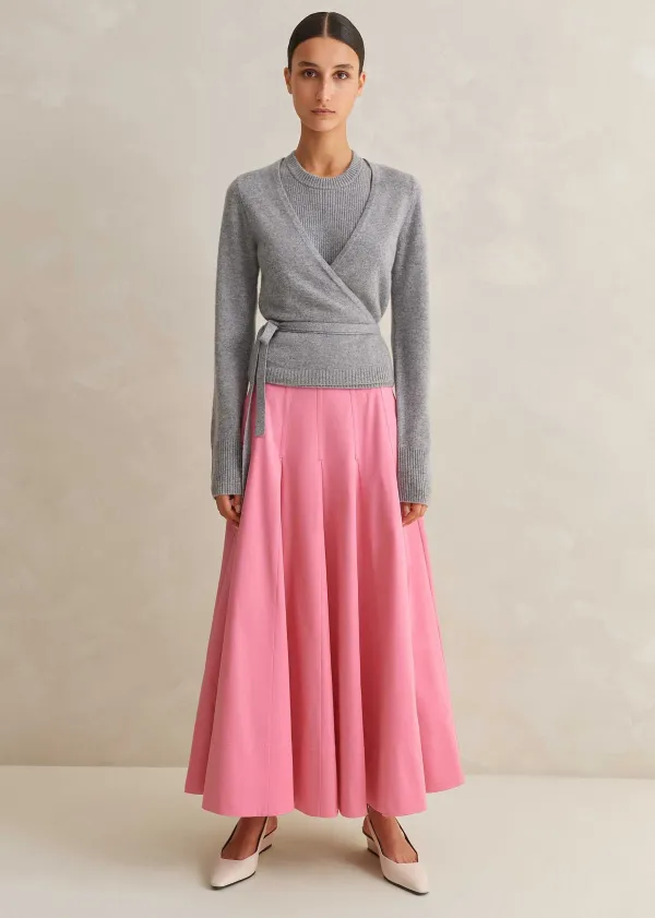 Clearance ME+EM Heavy Cotton Sateen Maxi Skirt Perfect Pink