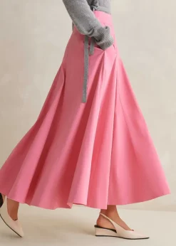 Clearance ME+EM Heavy Cotton Sateen Maxi Skirt Perfect Pink