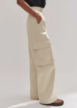 Discount ME+EM Heavy Satin Statement Cargo Trouser Champagne