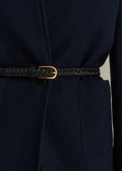 ME+EM Herringbone Deconstructed Cardigan Blazer Dark Navy