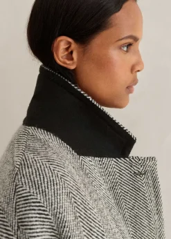Clearance ME+EM Herringbone Town-To-Country Coat Black/White