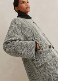 Clearance ME+EM Herringbone Town-To-Country Coat Black/White