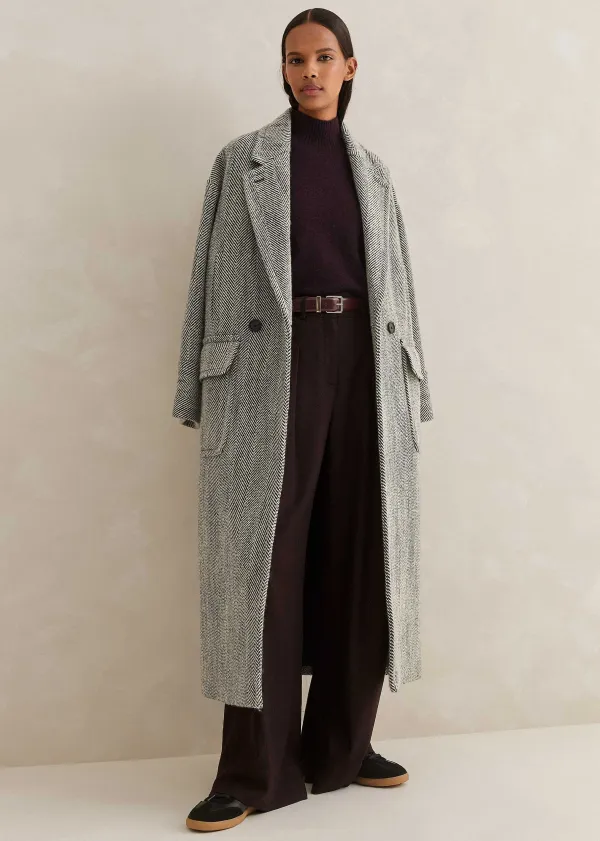 Clearance ME+EM Herringbone Town-To-Country Coat Black/White