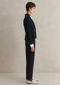New ME+EM High Waisted Slim Cropped Trouser Suit Blue