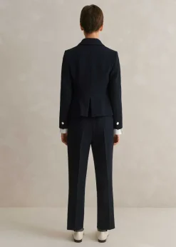 New ME+EM High Waisted Slim Cropped Trouser Suit Blue