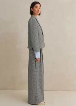 Sale ME+EM Houndstooth Cropped Jacket + Man Pant Suit Black