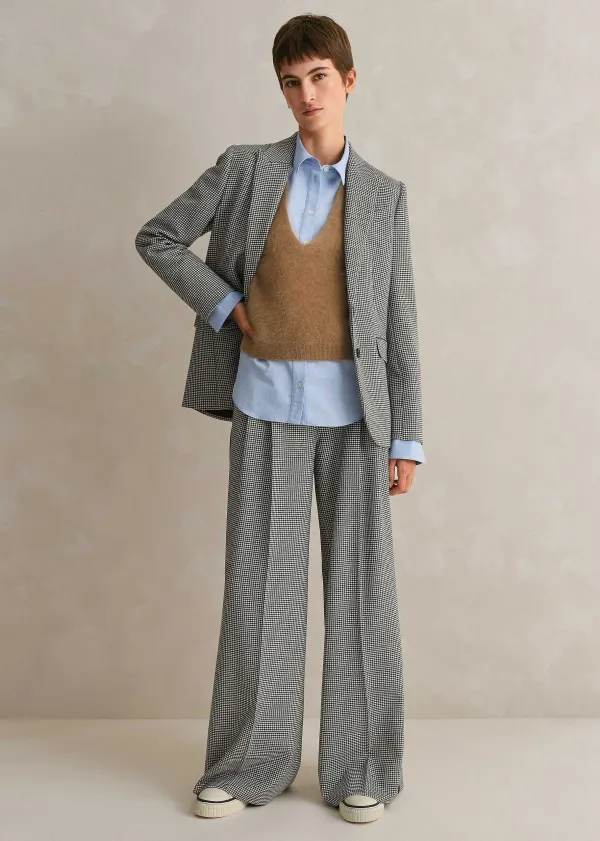 Discount ME+EM Houndstooth Pleated Man Pant Suit Black