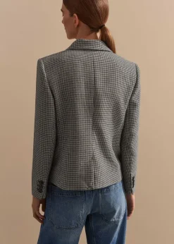 Sale ME+EM Houndstooth Short Jacket Black/White