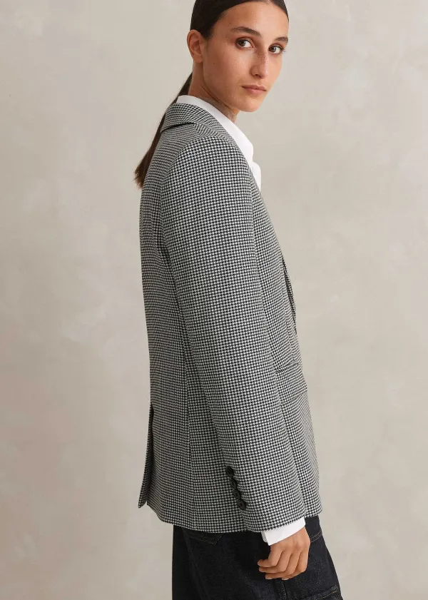 Discount ME+EM Houndstooth Single-Breasted Blazer Black/White