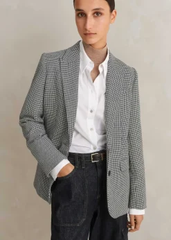 Discount ME+EM Houndstooth Single-Breasted Blazer Black/White