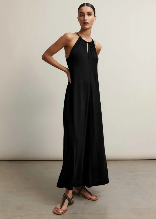ME+EM Interlock Halterneck Maxi Dress Black