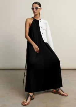 ME+EM Interlock Halterneck Maxi Dress Black