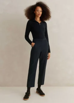 Clearance ME+EM Italian Pinstripe Slim Crop Trouser Navy/Charcoal
