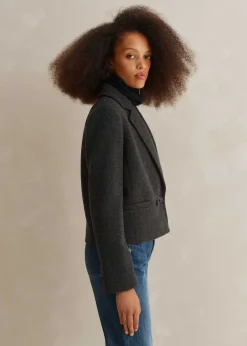 ME+EM Italian Wool Crop Forever Jacket Charcoal