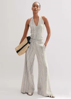 Discount ME+EM Jacquard Wide-Leg Trouser Blue/Cream