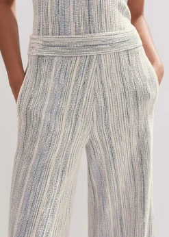 Discount ME+EM Jacquard Wide-Leg Trouser Blue/Cream