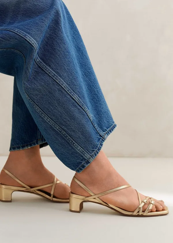 Sale ME+EM Kitten Heel Sandal Gold