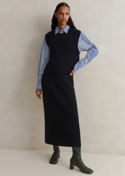 Outlet ME+EM Knitted Vest + Skirt Co-Ord Blue