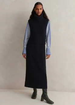 Outlet ME+EM Knitted Vest + Skirt Co-Ord Blue