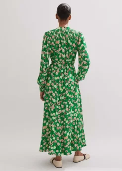 Outlet ME+EM Lantana Flower Print Drawstring Maxi Dress Green/Pink/Multi