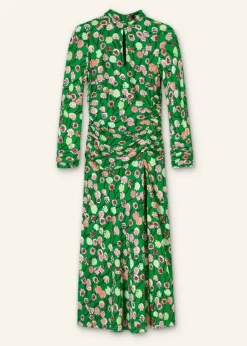 Outlet ME+EM Lantana Flower Print Midi Dress Green/Pink/Multi