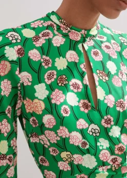 Outlet ME+EM Lantana Flower Print Midi Dress Green/Pink/Multi