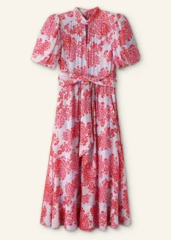 Best ME+EM Layered Violets Print Midi Dress + Belt Purple/Pink/Cream