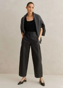 Sale ME+EM Leather Tapered Trouser Black