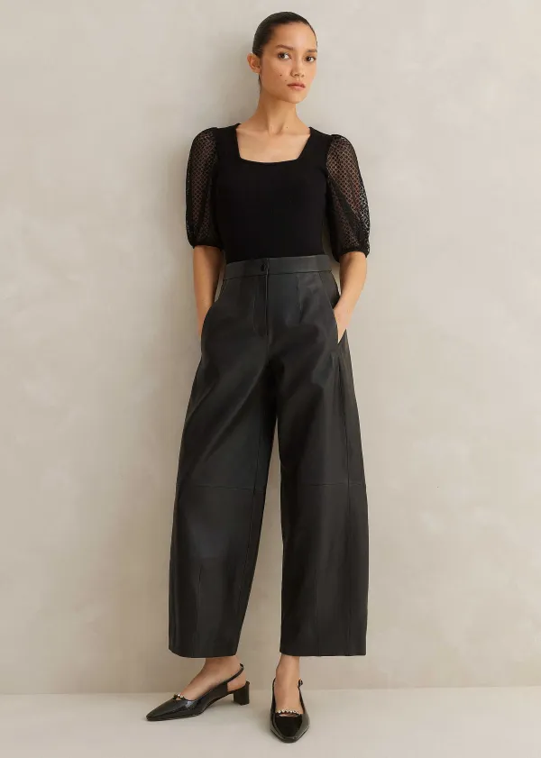 Sale ME+EM Leather Tapered Trouser Black