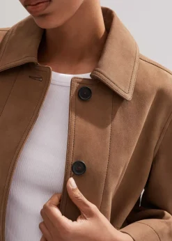 Best ME+EM Leather Wide Sleeve Swing Jacket Toffee