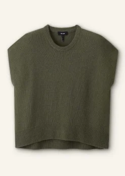 New ME+EM Lofty Cashmere Relaxed Curved Hem Vest Light Khaki