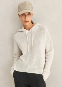 Best ME+EM Luxe Cashmere Curved Hem Hoody Soft Grey M Lange