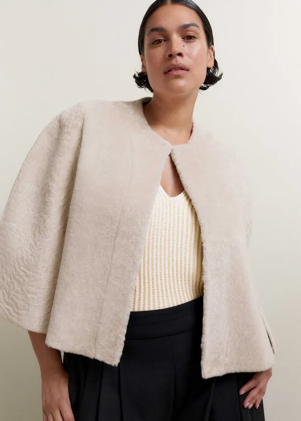 Best ME+EM Luxe Shearling Cape Neutral