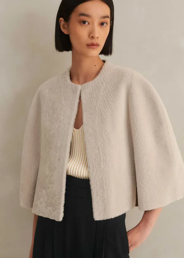 Best ME+EM Luxe Shearling Cape Neutral