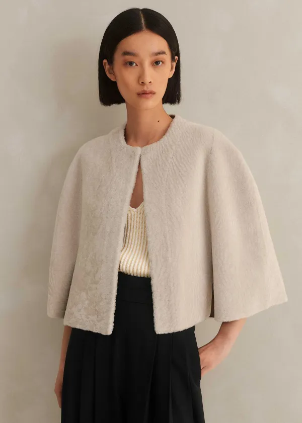 Best ME+EM Luxe Shearling Cape Neutral