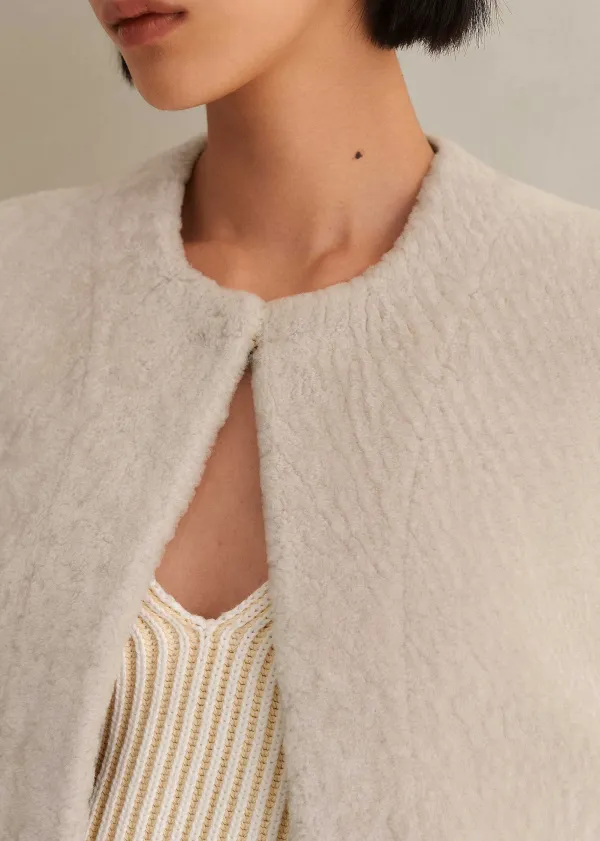 Best ME+EM Luxe Shearling Cape Neutral