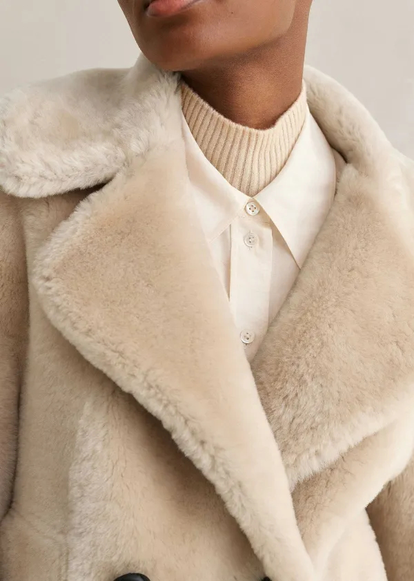 Discount ME+EM Luxe Short Shearling Coat