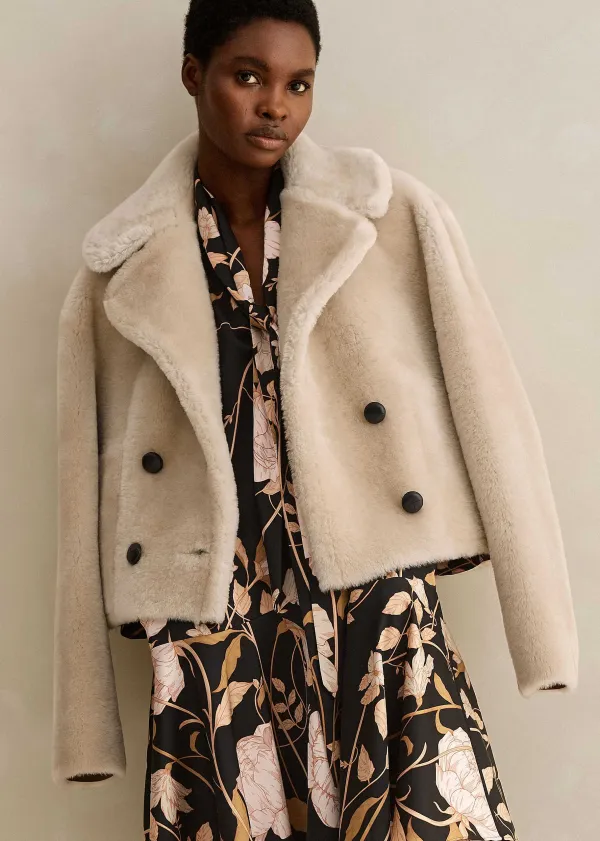 Discount ME+EM Luxe Short Shearling Coat