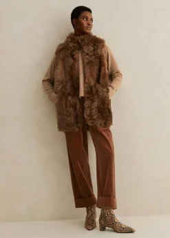 Best ME+EM Luxe Toscana Shearling Long Gilet Tan