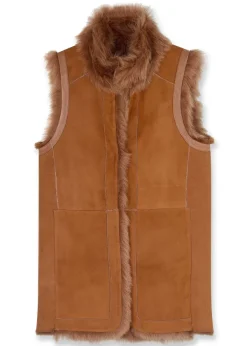 Best ME+EM Luxe Toscana Shearling Long Gilet Tan