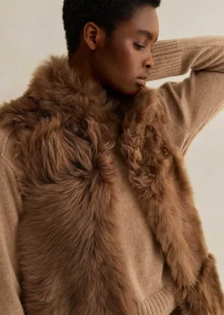 Best ME+EM Luxe Toscana Shearling Long Gilet Tan