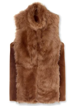 Best ME+EM Luxe Toscana Shearling Long Gilet Tan