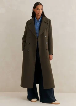 ME+EM Melange Wool Longline Coat Khaki