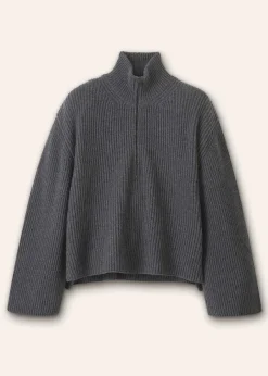 Best ME+EM Merino Cashmere Crop Half Zip Jumper Charcoal