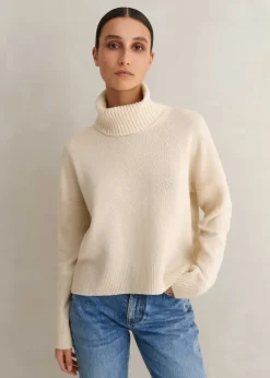 Clearance ME+EM Merino Cashmere Curved Hem Jumper + Snood Cream