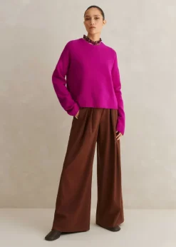 Clearance ME+EM Merino Cashmere Relaxed Crop Jumper + Snood Electric Pink