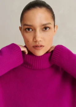 Clearance ME+EM Merino Cashmere Relaxed Crop Jumper + Snood Electric Pink