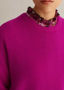 Clearance ME+EM Merino Cashmere Relaxed Crop Jumper + Snood Electric Pink