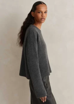 Outlet ME+EM Merino Cashmere Relaxed Crop Jumper + Snood Charcoal
