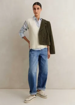 ME+EM Merino Cashmere Relaxed V Neck Vest Cream